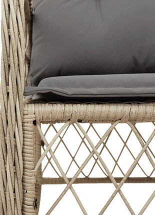 Tuinstoelen 2 st met kussens poly rattan gemengd beige
