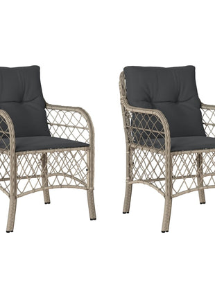 Tuinstoelen 2 st met kussens poly rattan lichtgrijs