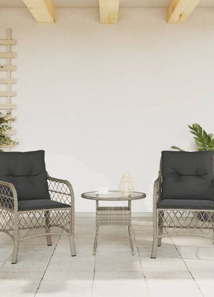 Tuinstoelen 2 st met kussens poly rattan lichtgrijs