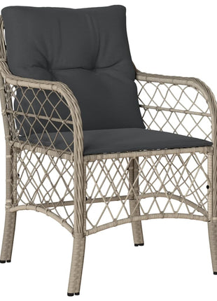 Tuinstoelen 2 st met kussens poly rattan lichtgrijs