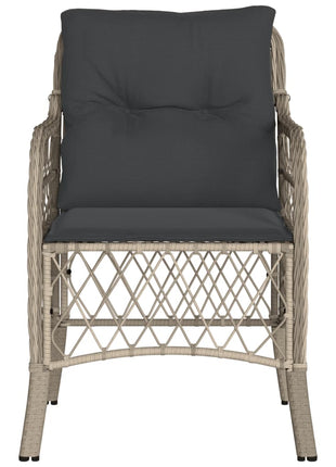 Tuinstoelen 2 st met kussens poly rattan lichtgrijs