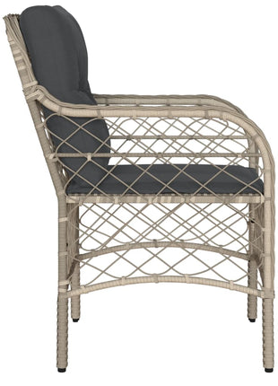 Tuinstoelen 2 st met kussens poly rattan lichtgrijs