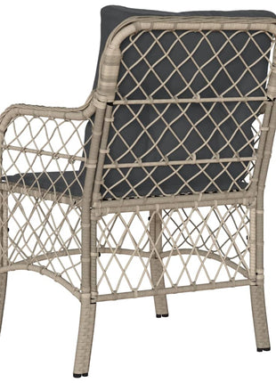Tuinstoelen 2 st met kussens poly rattan lichtgrijs