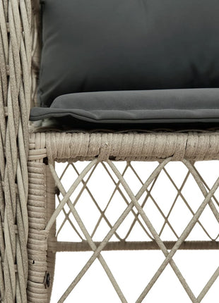 Tuinstoelen 2 st met kussens poly rattan lichtgrijs