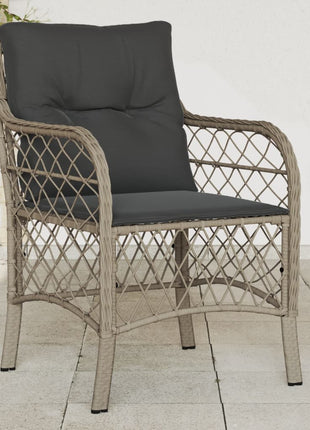 Tuinstoelen 2 st met kussens poly rattan lichtgrijs