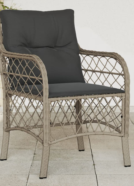 Tuinstoelen 2 st met kussens poly rattan lichtgrijs