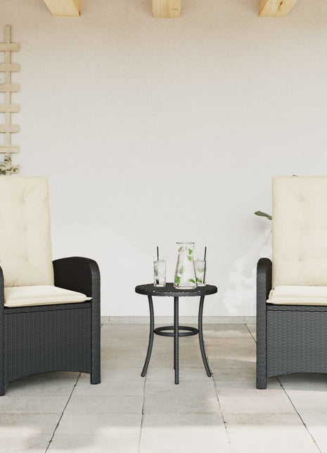 Tuinstoelen 2 st verstelbaar met kussens poly rattan zwart