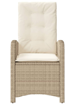 Tuinstoelen 2 st verstelbaar met kussens poly rattan beige