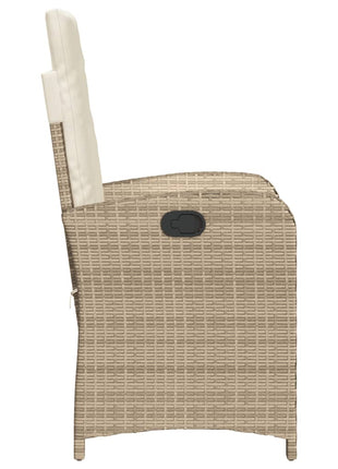 Tuinstoelen 2 st verstelbaar met kussens poly rattan beige