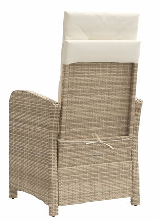 Tuinstoelen 2 st verstelbaar met kussens poly rattan beige