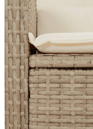Tuinstoelen 2 st verstelbaar met kussens poly rattan beige