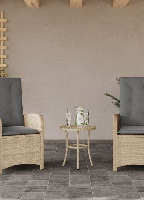 Tuinstoelen 2 st verstelbaar kussens poly rattan gemengd beige