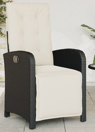 Tuinstoelen 2 st verstelbaar met voetensteun poly rattan zwart