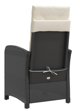 Tuinstoelen 2 st verstelbaar met voetensteun poly rattan zwart