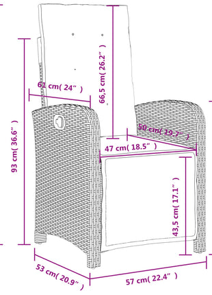 Tuinstoelen 2 st verstelbaar met voetensteun poly rattan zwart