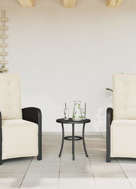 Tuinstoelen 2 st verstelbaar met voetensteun poly rattan zwart