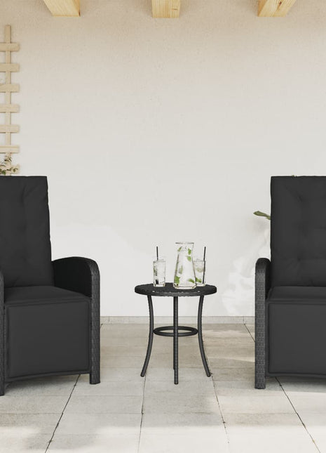 Tuinstoelen 2 st verstelbaar met voetensteun poly rattan zwart