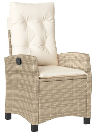 Tuinstoel verstelbaar met kussens poly rattan beige