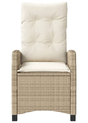 Tuinstoel verstelbaar met kussens poly rattan beige