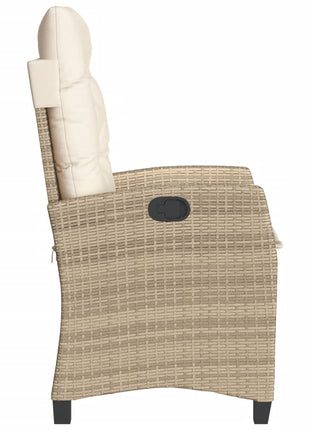 Tuinstoel verstelbaar met kussens poly rattan beige