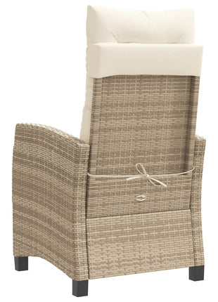 Tuinstoel verstelbaar met kussens poly rattan beige