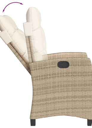 Tuinstoel verstelbaar met kussens poly rattan beige