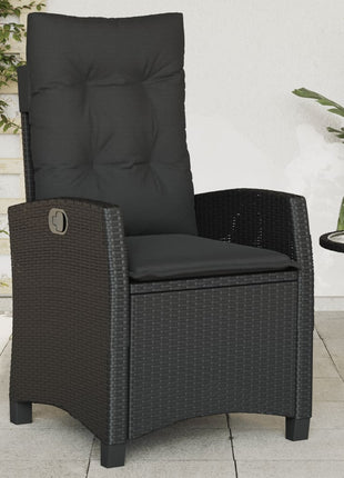 Tuinstoelen 2 st verstelbaar met kussens poly rattan zwart