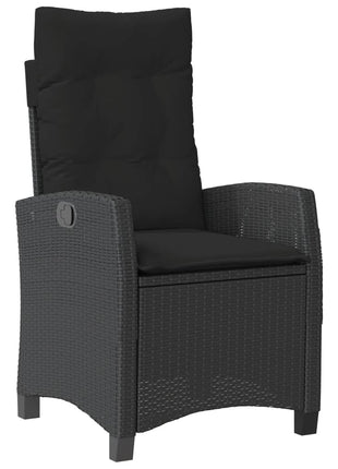 Tuinstoelen 2 st verstelbaar met kussens poly rattan zwart