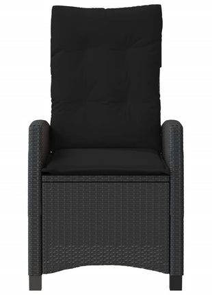 Tuinstoelen 2 st verstelbaar met kussens poly rattan zwart