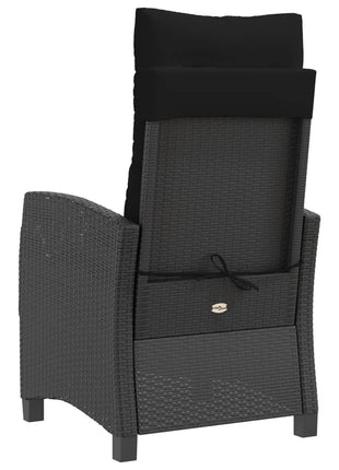 Tuinstoelen 2 st verstelbaar met kussens poly rattan zwart