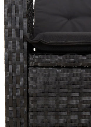 Tuinstoelen 2 st verstelbaar met kussens poly rattan zwart