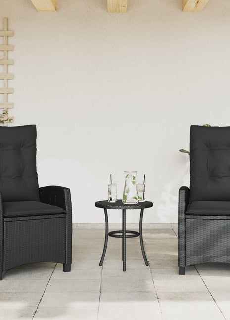 Tuinstoelen 2 st verstelbaar met kussens poly rattan zwart