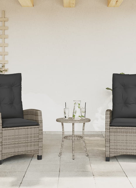 Tuinstoelen 2 st verstelbaar met kussens poly rattan grijs