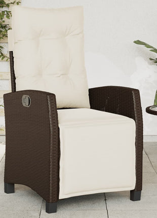 Tuinstoelen 2 st verstelbaar met voetensteun poly rattan bruin
