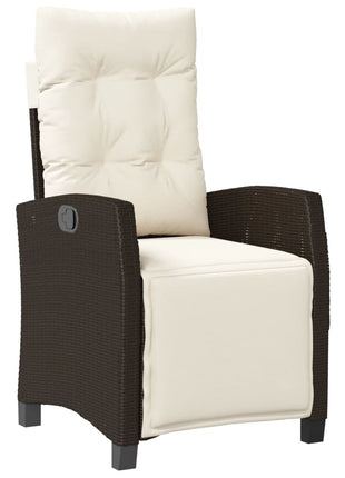 Tuinstoelen 2 st verstelbaar met voetensteun poly rattan bruin