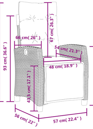 Tuinstoelen 2 st verstelbaar met voetensteun poly rattan bruin