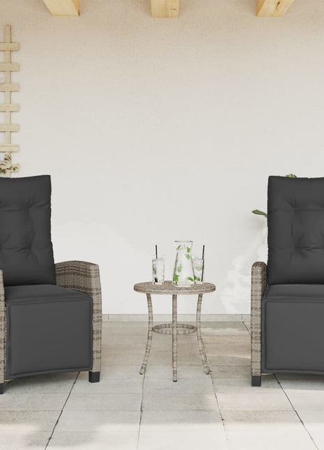 Tuinstoelen 2 st verstelbaar met voetensteun poly rattan grijs