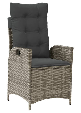 Tuinstoel verstelbaar met kussens poly rattan grijs