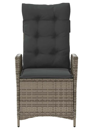 Tuinstoel verstelbaar met kussens poly rattan grijs