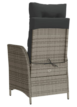 Tuinstoel verstelbaar met kussens poly rattan grijs