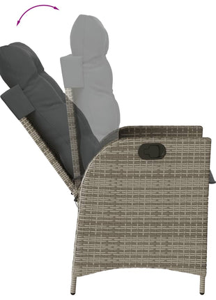 Tuinstoel verstelbaar met kussens poly rattan grijs