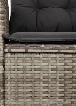 Tuinstoel verstelbaar met kussens poly rattan grijs