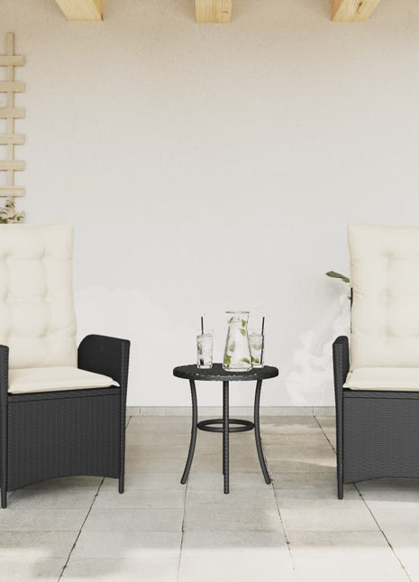 Tuinstoelen 2 st verstelbaar met kussens poly rattan zwart