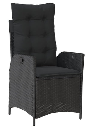 Tuinstoelen 2 st verstelbaar met kussens poly rattan zwart