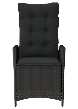 Tuinstoelen 2 st verstelbaar met kussens poly rattan zwart