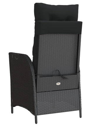 Tuinstoelen 2 st verstelbaar met kussens poly rattan zwart