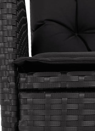Tuinstoelen 2 st verstelbaar met kussens poly rattan zwart