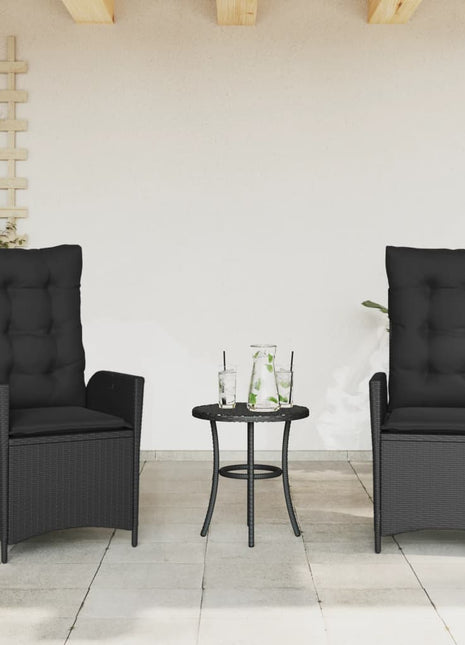 Tuinstoelen 2 st verstelbaar met kussens poly rattan zwart