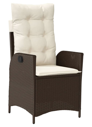 Tuinstoelen 2 st verstelbaar met kussens poly rattan bruin