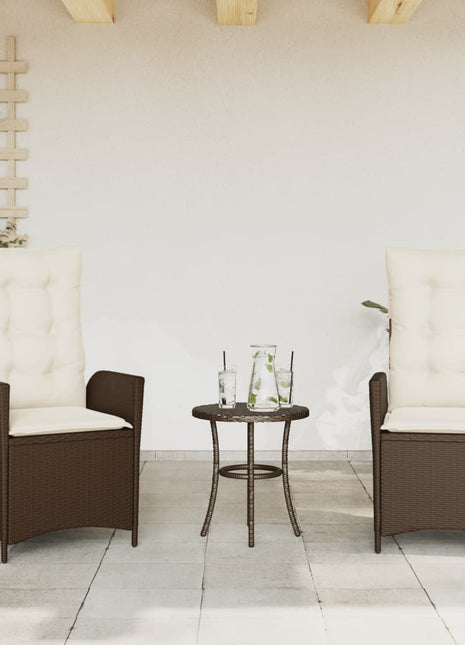 Tuinstoelen 2 st verstelbaar met kussens poly rattan bruin